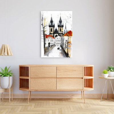 Prague Church Spires Colorful Abstract Contemporary Architecture City Wall Art