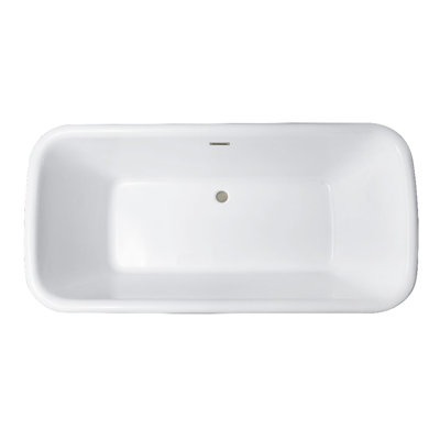 Kingston Brass Aqua Eden 71-Inch Acrylic Oval Rectangular Double Ended Pedestal Tub with Drain (No Faucet Drillings)