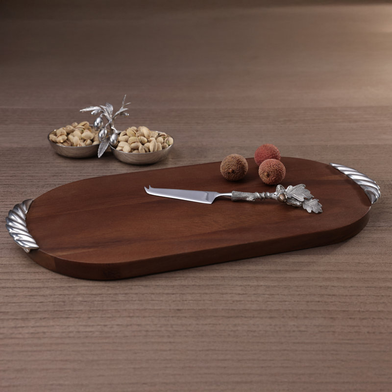 Planche à fromage et charcuterie en bois Abduljabaar avec couteau à fromage en étain