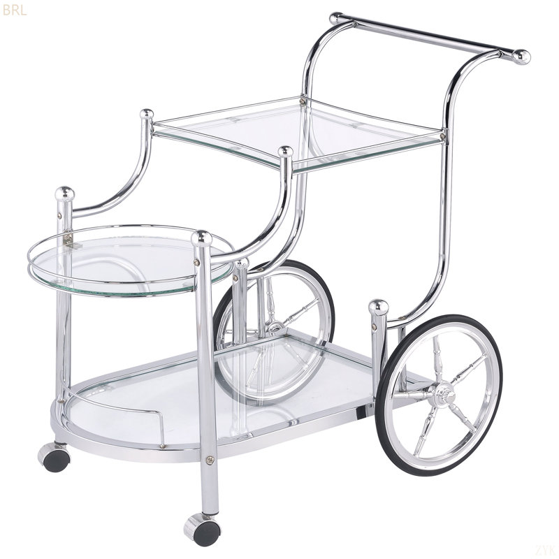 Chariot de service à 3 niveaux avec roulettes Reia Chrome