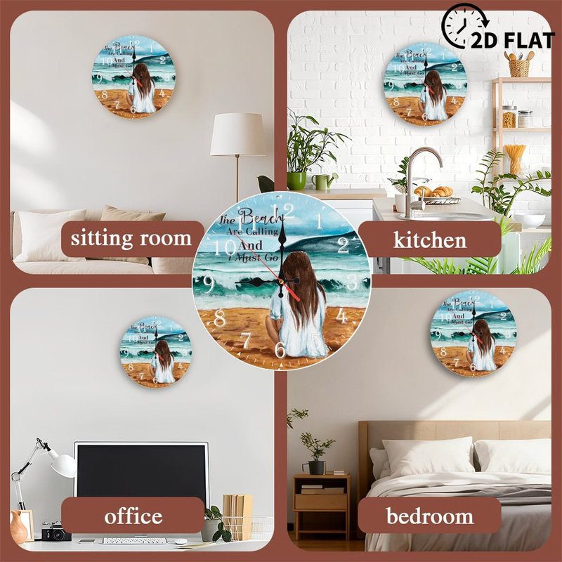 10-Inch Wooden Wall Clock, Silent Movement, Battery Operated (AA Batteries Not Included), Artistic  Decor, Perfect for Home Accents