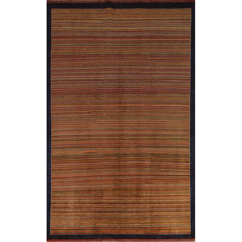 Tapis multicolore en laine noué à la main de conception unique 5 pi 6 po x 7 pi 11 po New Age