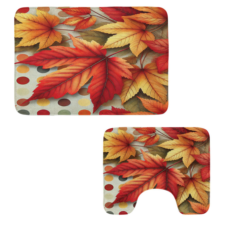  Ensemble de 2 tapis d'automne pour salle de bain Fall