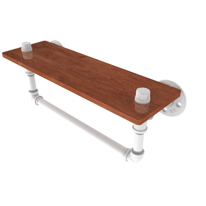 Tablette en bois massif Bayer, Blanc mat, H 6,5 po x l 16 po x P 5,6 po