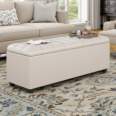 Large 38 Inches long white Ottoman Bench with Storage,Storage footstool Furniture End of Bed storage benches,Faux leather Ottomans with Storage and Seat for Foot rest in Bedroom, Living Room, Entryway
