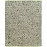 Wool Floral Area Rug in Gray