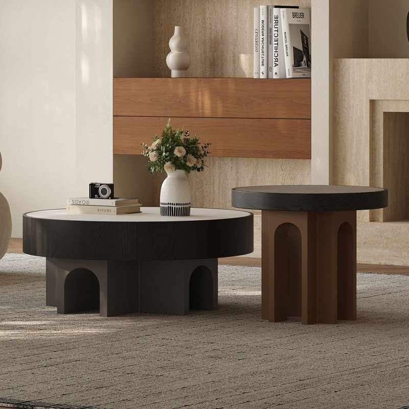 Italian minimalist round coffee table set