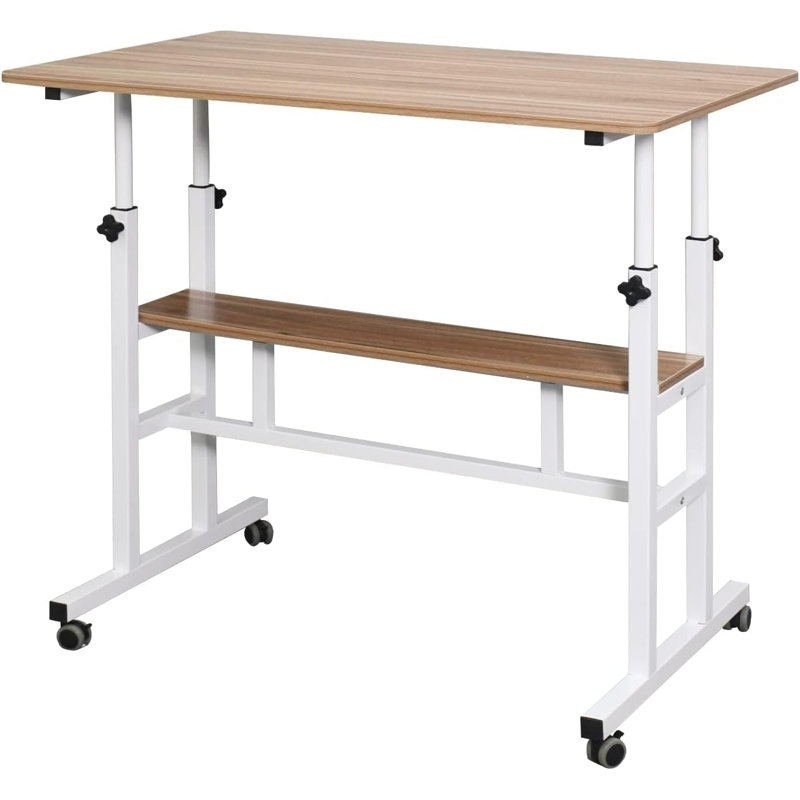 Melvie Computer Desk, Walnut/White