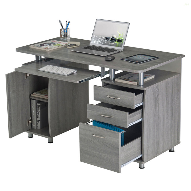 Bureau d'ordinateur avec rangement Techni Mobile, Gris