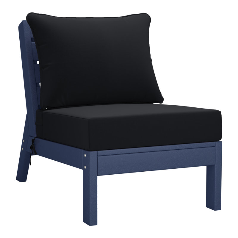 3-Piece Deep Seating Set With Cushions, Black, Navy Blue