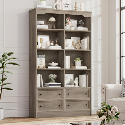 Kirklyn 6-Tier Standard Bookcase with 4 Drawers
