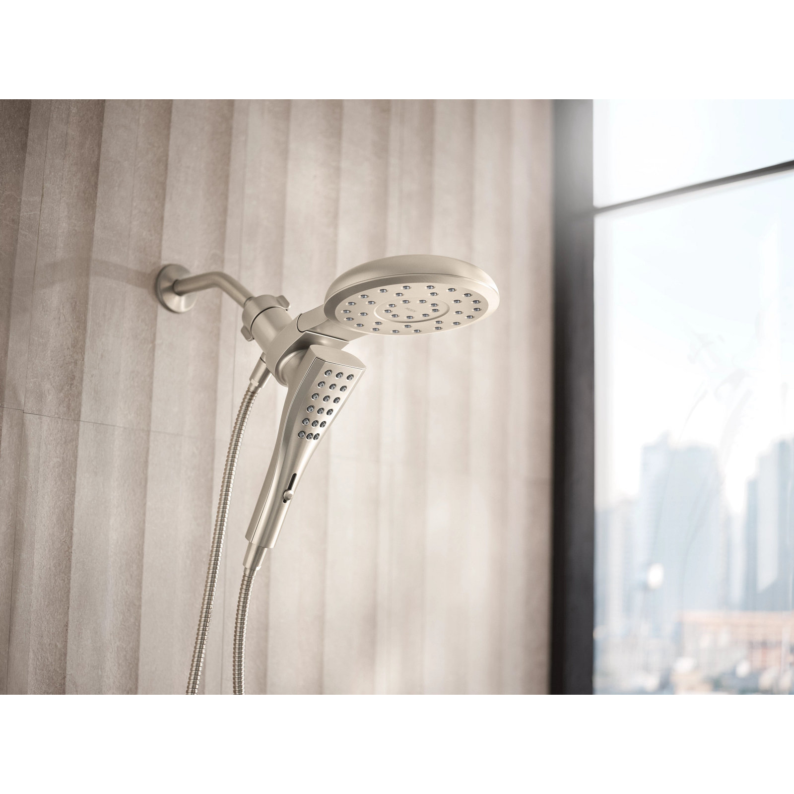 Moen Verso Eight-Function 7" Diameter Spray Head Standard With Hand Shower, Brushed Nickel