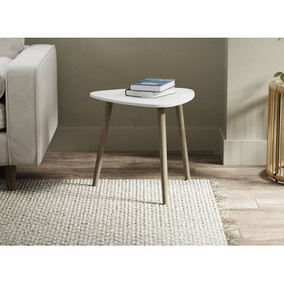 Table d'appoint. Table de bout salon. Table de chevet ou table de chevet. Petite table d'entrée avec base blanche
