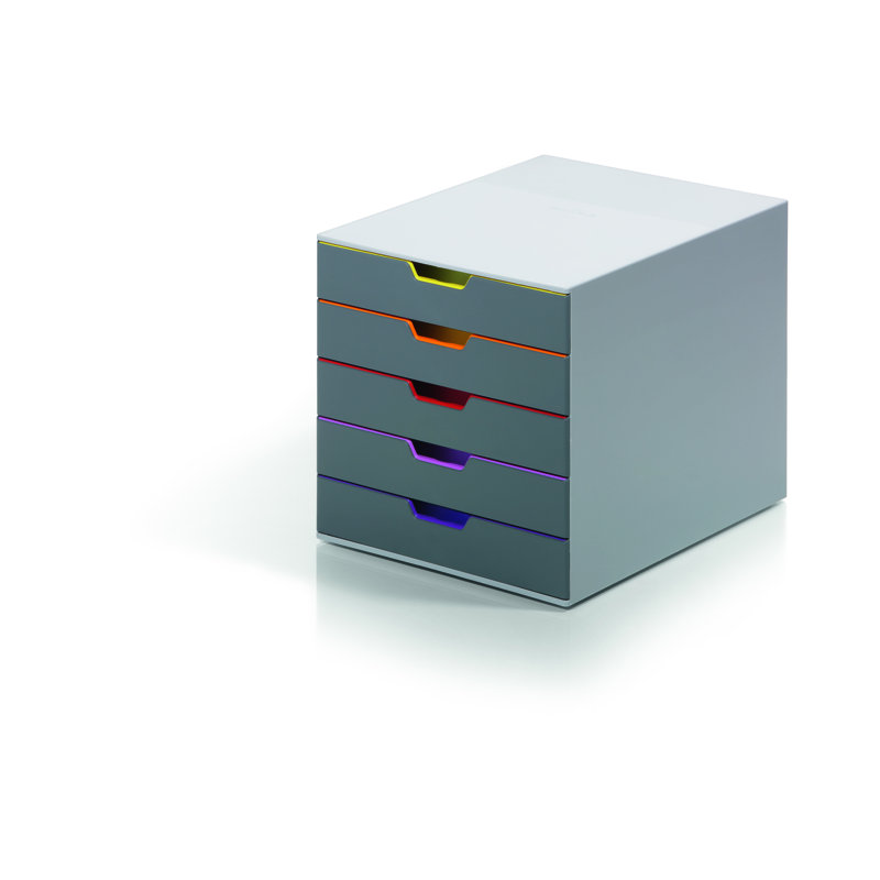 Rangement modulaire durable à 5 tiroirs VARICOLOR | Format lettre +, H 14 po x l 12 po x P 12 po, Blanc