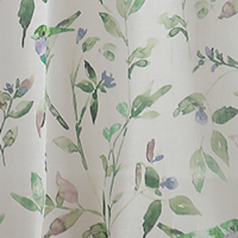 Forest Green Sheer Botanical Print Polyester Window Panels, 37in x 84in