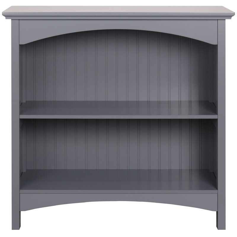 Bibliothèque H 29 po x l 29,5 po en bois à 2 niveaux avec support arqué, étagère de rangement et de présentation pour bureau personnel et salon, gris