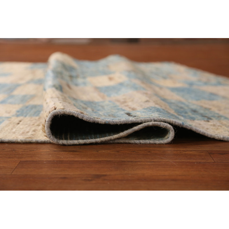 Tapis oriental marocain à carreaux en laine 6 x 9