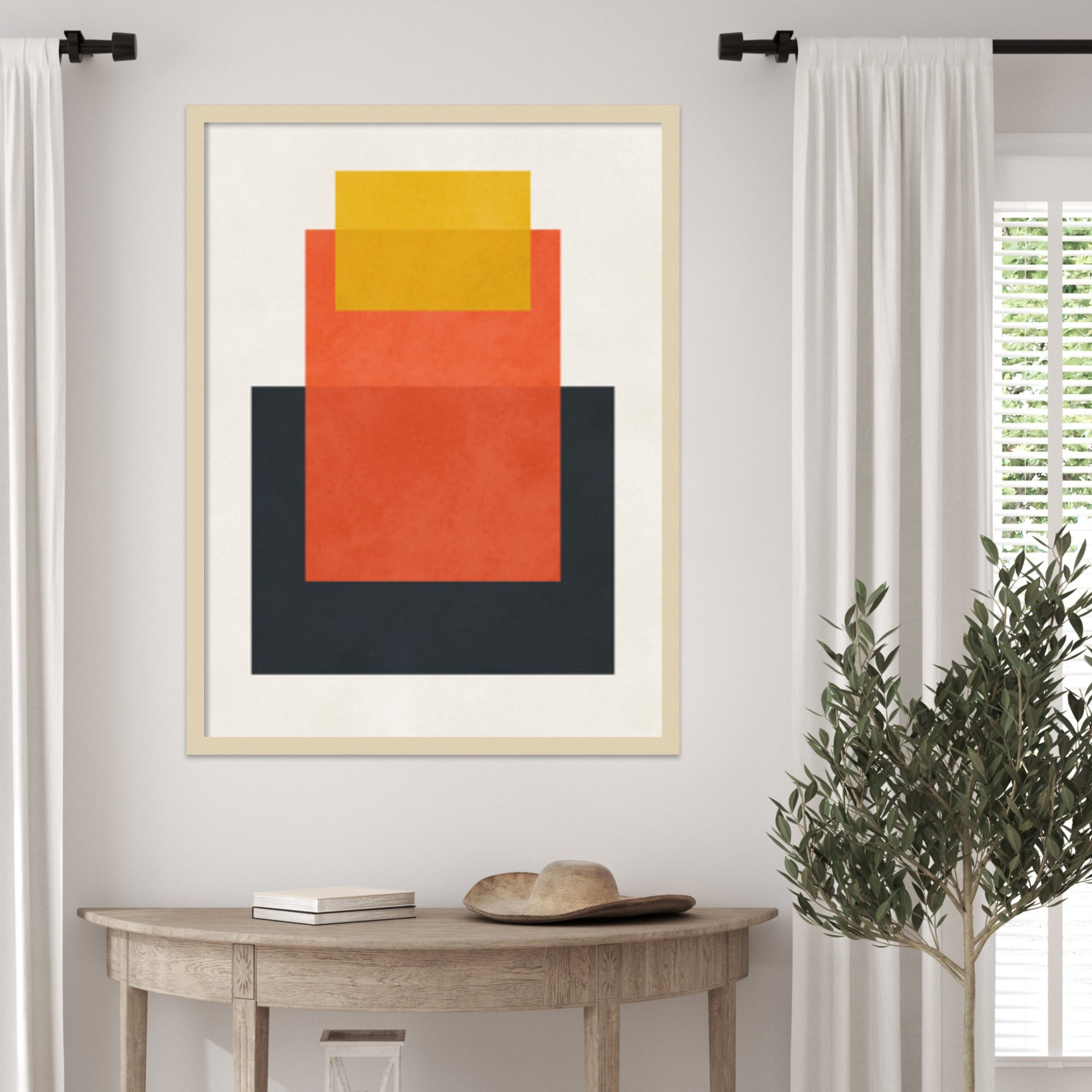 Overlapping geometry 10 by Norvin Wood Framed Wall Art Print, 33" H x 25" W, Brown/Orange, Brown