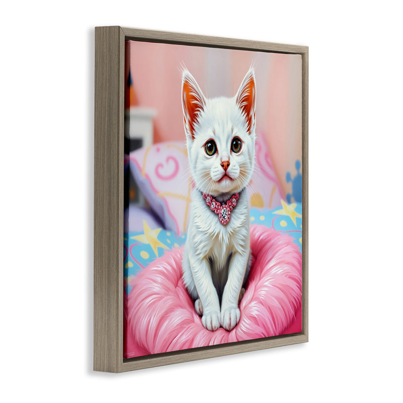 Cadre flottant Diamonds & Cuddles Kitten, conception de Tabz Jones, Cadre flottant orme Montalcino, H 18 po x l 18 po