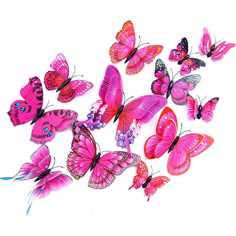 Autocollants muraux magnétiques 3D – Autocollants amovibles avec aimants, Purple&red