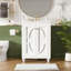 Meuble-lavabo moderne avec motif orné et charnières à fermeture en douceur-131376549