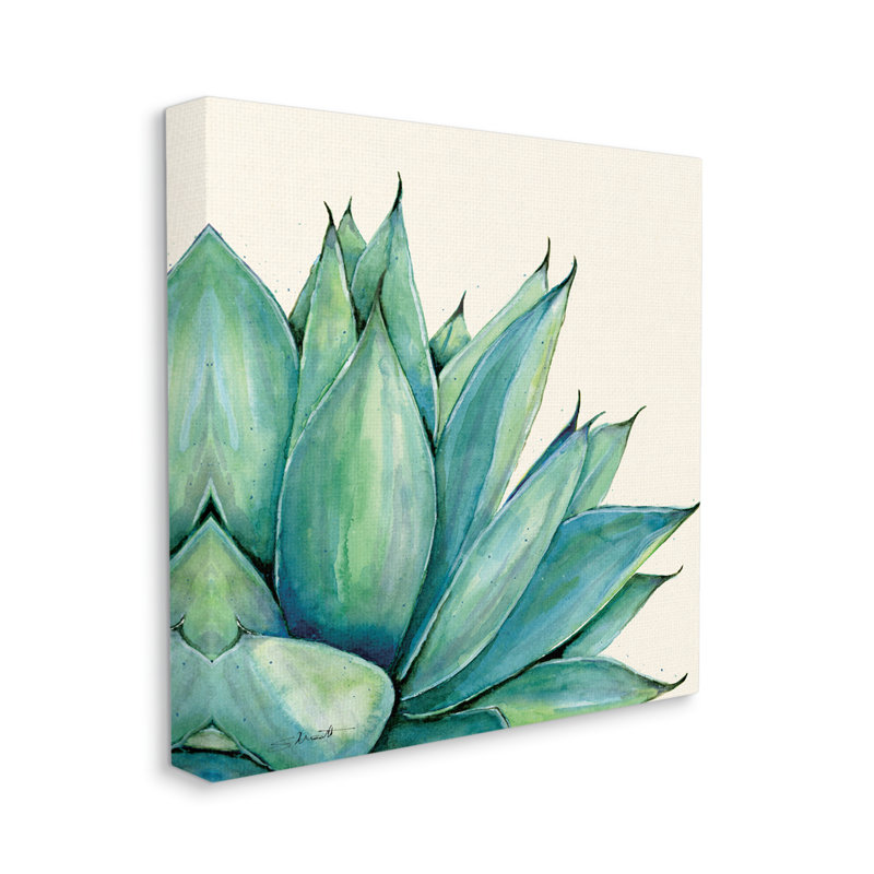 «Aloe Plant Watercolor Style Leaves» par Stephanie Workman Marrott - impression, H 17 po x l 17 po x P 1,5 po, Toile tendue
