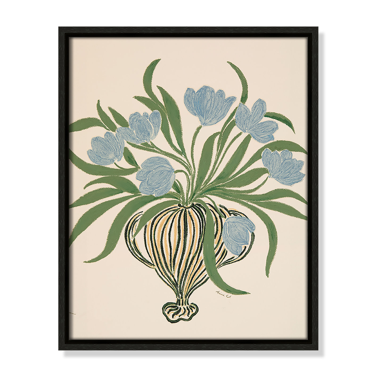 Colette "La Poire Blue Tulips" Print, Espresso, 15.5" H x 12.5" W