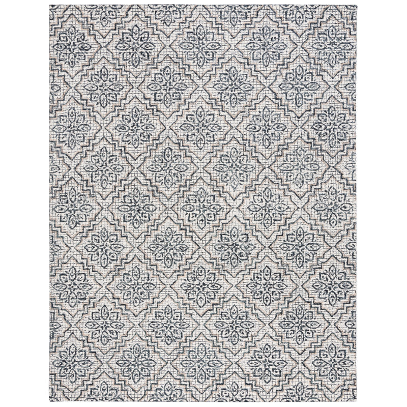 Abstract Hand Tufted Wool, Cotton Geometric Rug, Rectangle 8' x 10'