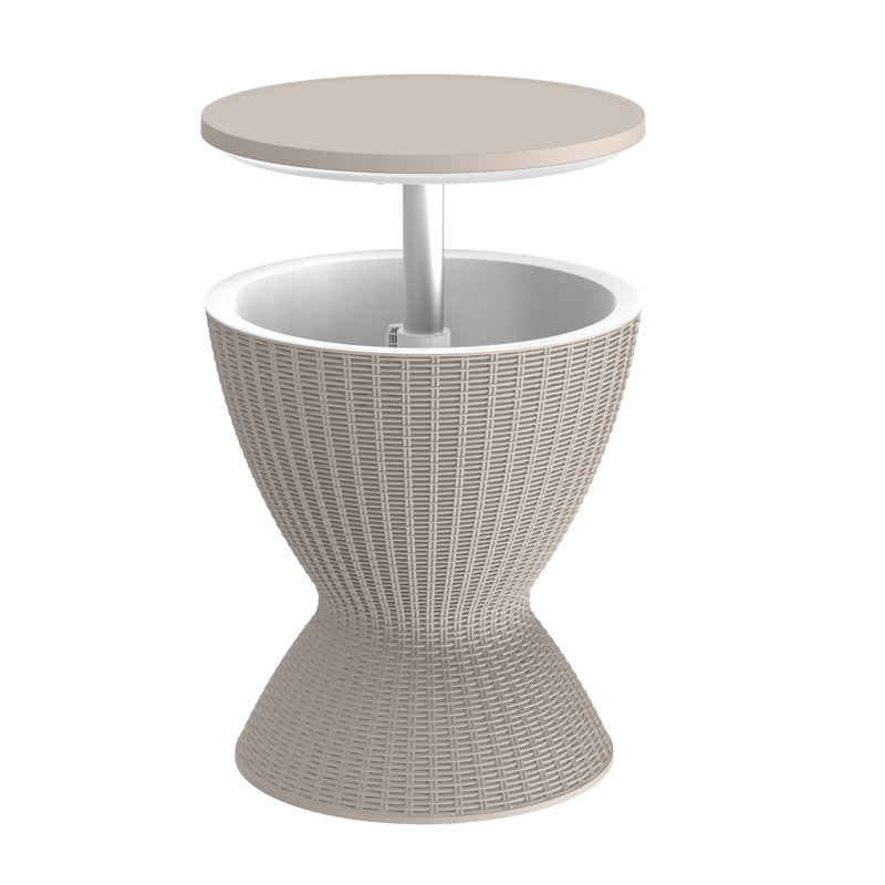 Resin Outdoor Ice Bucket With Extendable Tabletop, Gray