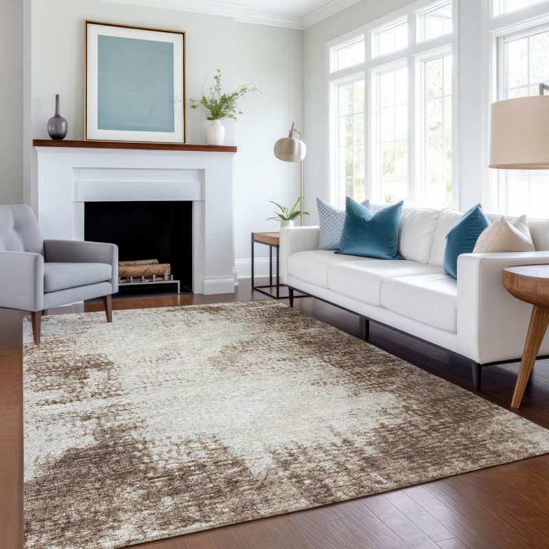 Premium Machine Washable Mayfield Brown Rug, Rectangle 9' x 12'