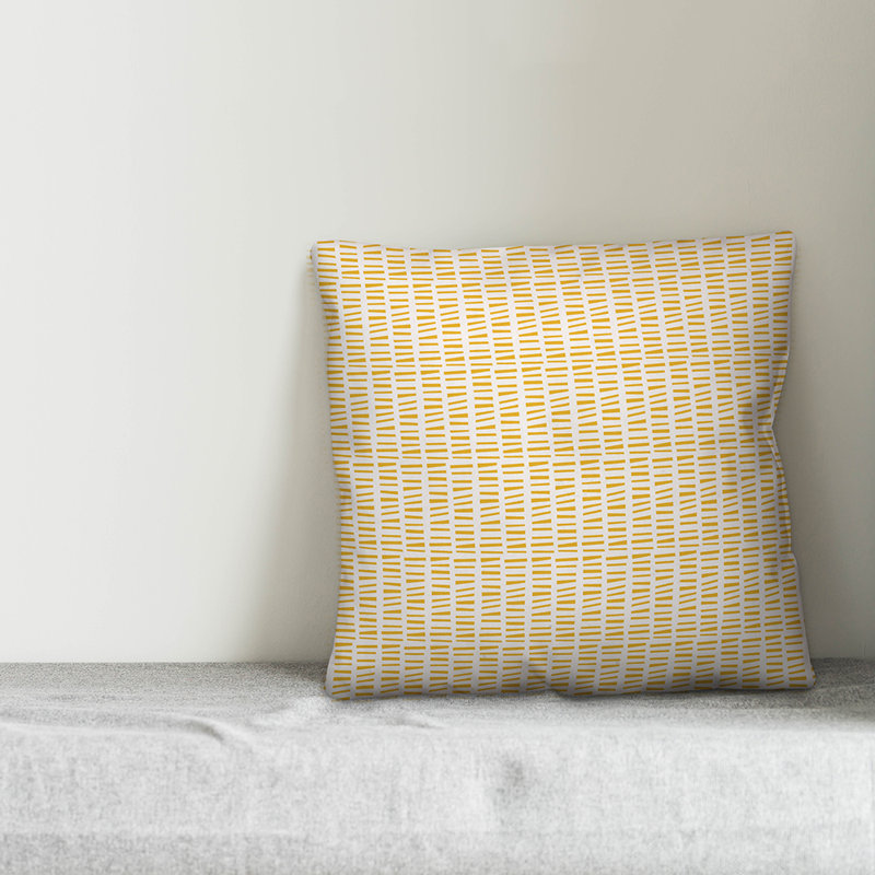  Housse et insert de coussin carré Tally, Blanc / jaune géométrique, 18 po x 18 po