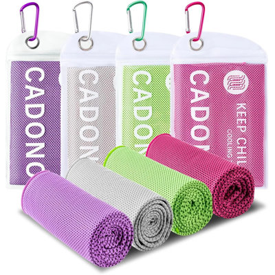 Ensemble de 4 serviettes rafraîchissantes (40 po x 12 po), serviette douce et respirante - serviette glacée, serviette en microfibre pour le yoga, le sport, la course, la gym, le camping, la remise en forme et les activités de plein air (multicolore)