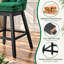  Tabouret de bar pivotant à 360 ° en velours avec dossier, garniture cloutée et pieds robustes en bois massif, fauteuil confortable pour la cuisine, la salle à manger et le restaurant-773416290-773416295-773416300