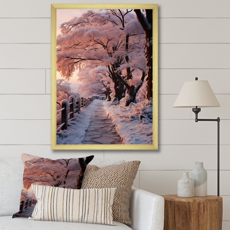 " Winter Landscape Frosty Path I ", Gold Single Picture Framed, 40" H x 30" W x 1.5" D