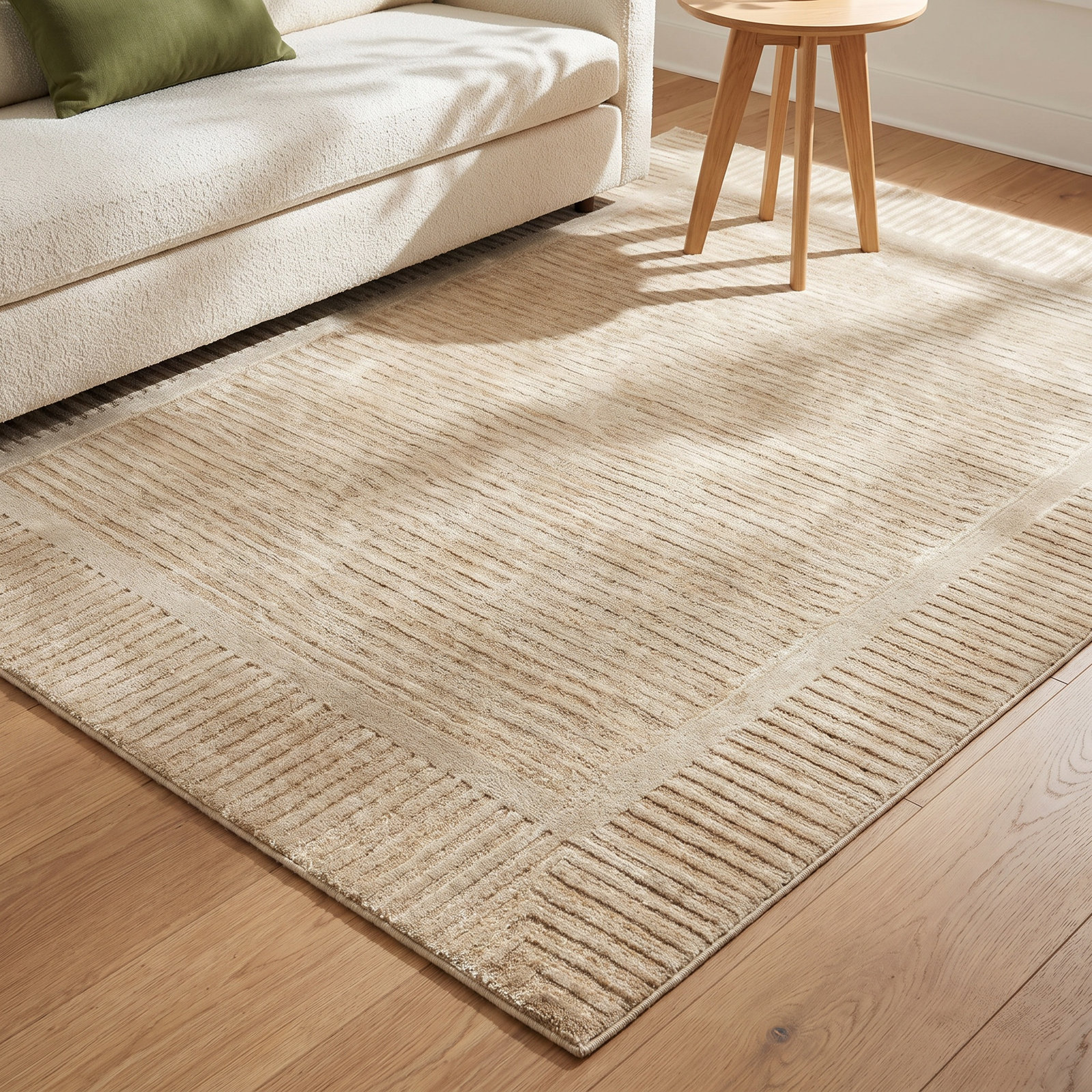 Terra Firma Cream Striped Rug, Rectangle 9' x 12'
