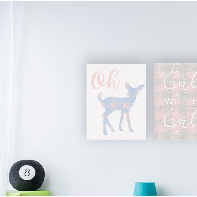 Découpe à carreaux « Oh Deer », Toile tendue, H 20 po x l 16 po