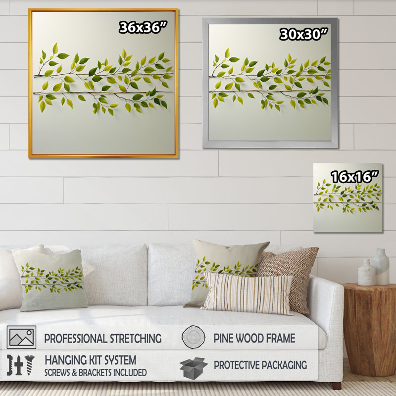 " Green Ferm Simple Collage ", White Single Picture Framed, 16" H x 16" W x 1" D