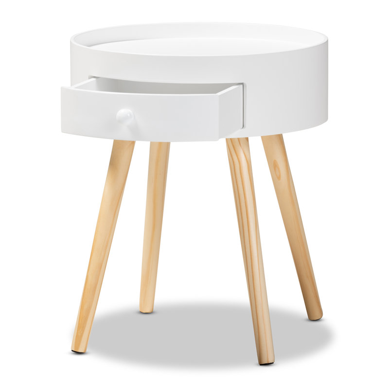 Knighten 1 - Drawer Nightstand, (Natural/White)