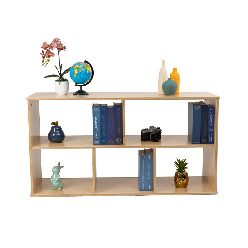 Rangement à 5 compartiments en bouleau avec envers en acrylique transparent, H 24 po