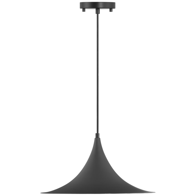 Luminaire suspendu conique 1 lumière Gelila, Noir mat