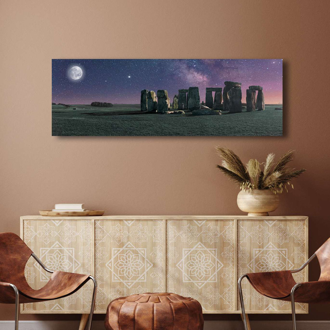 Stonehenge Mond Panoramafoto auf Leinwand gewickelt