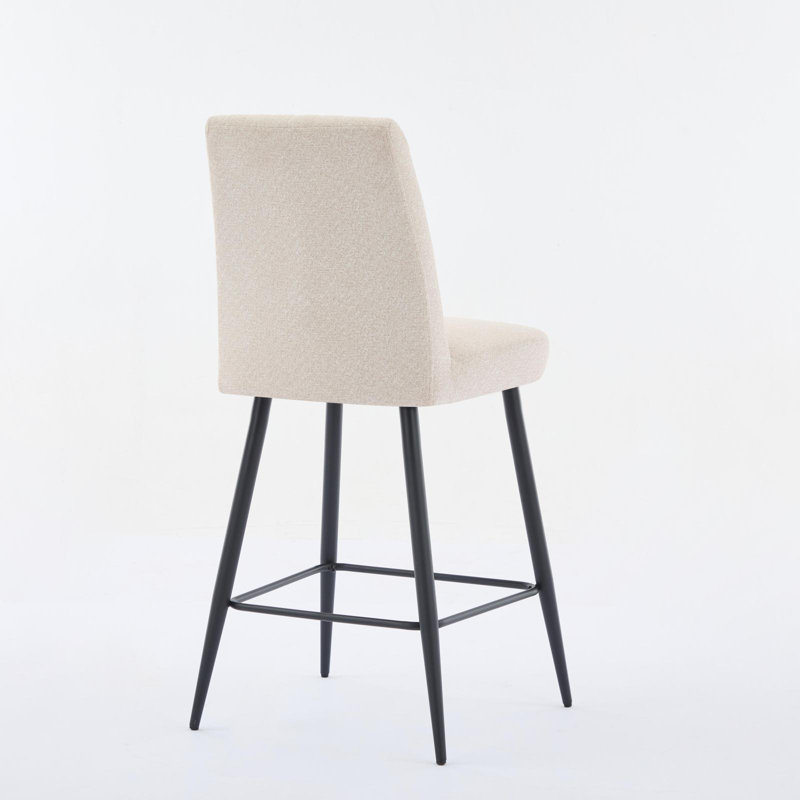 Ensemble de 2 chaises de bar réglables à pieds de fer réglables en velours beige, Beige