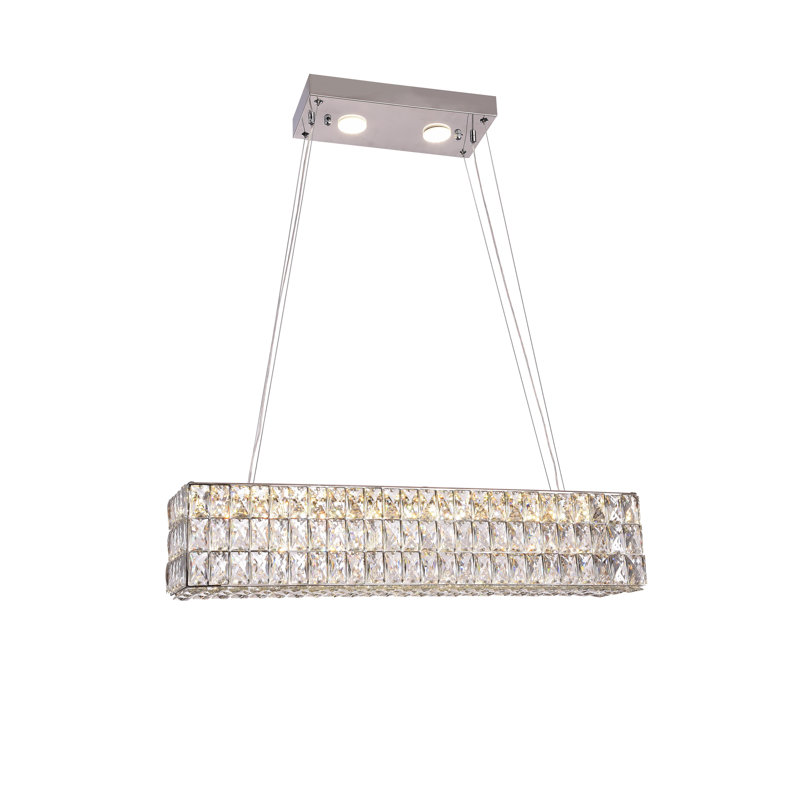 3-Light Chrome LED Chandelier With Clear Crystals