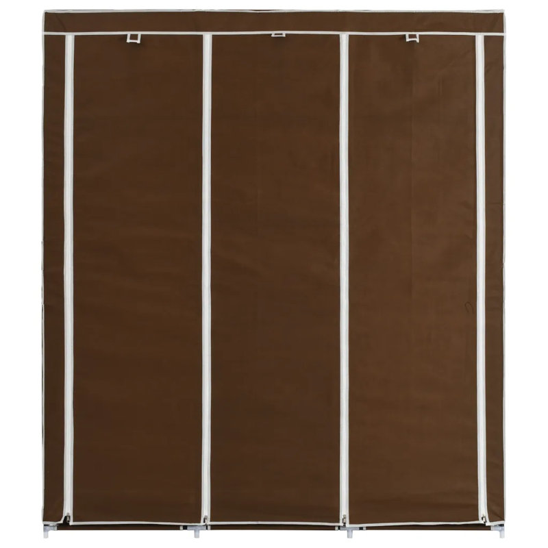 3 Door Fabric Wardrobe, Brown