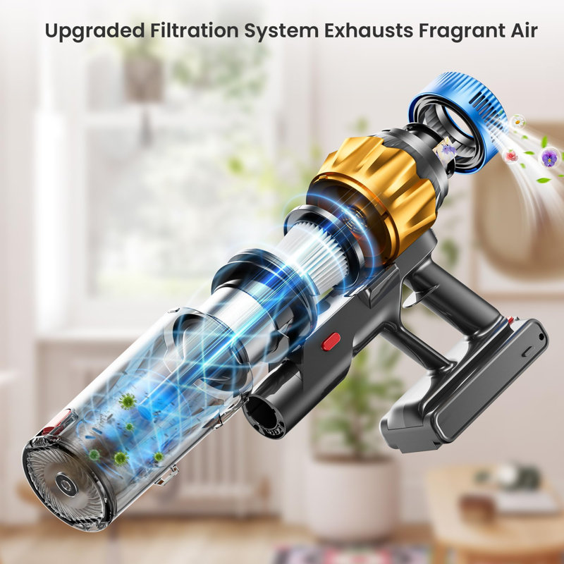 600W Cordless Vacuum Cleaner With 70 Mins Runtime, 50KPA Suction Self-Standing Stick Vacuum For Hardwood Floor & Carpet Pet Hair, Wall Mount Charging & Aromatherapy