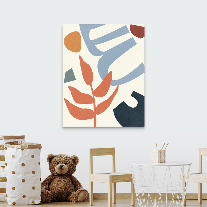 Art peinture, H 45 po x l 36 po x P 1,2 po, Toile tendue avec châssis / rose / bleu / orange
