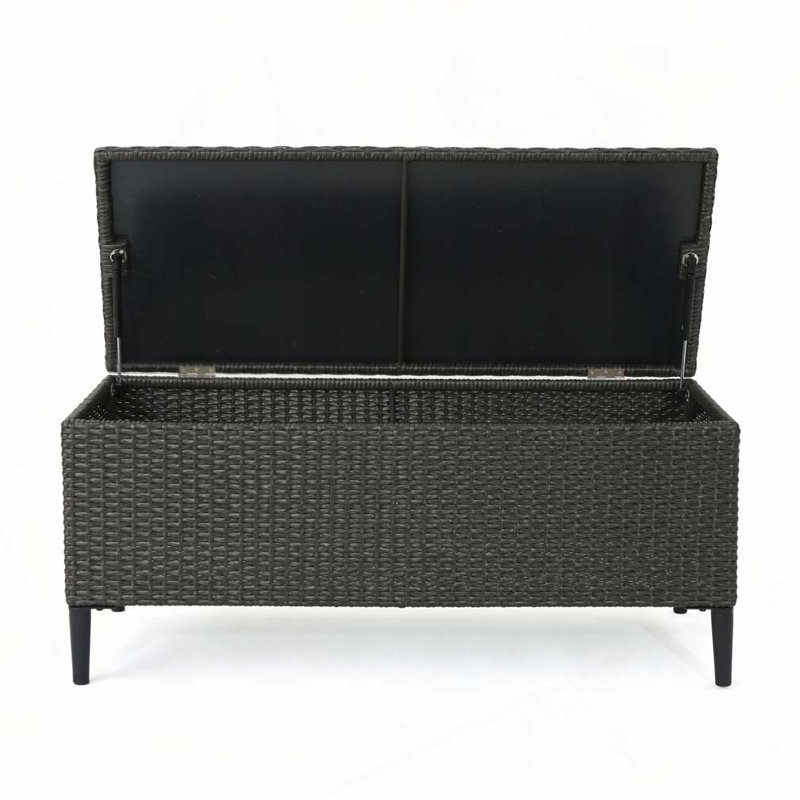 Banc de rangement en rotin pour l'extérieur, Gris