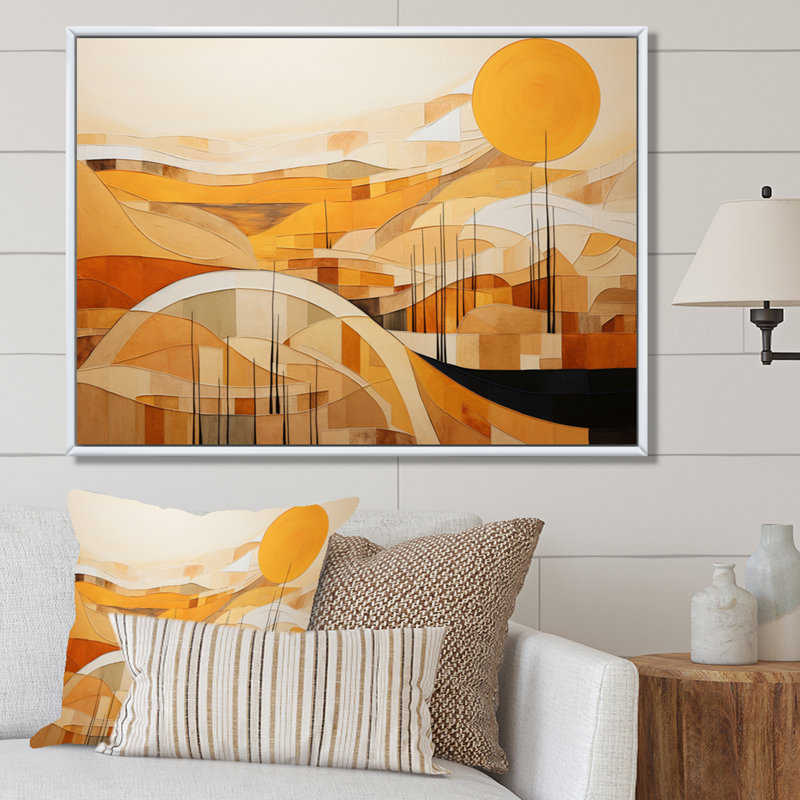 «Abstract Canyon Mirage» - Impression, H 16 po x l 32 po x P 1 po, Cadre flottant blanc