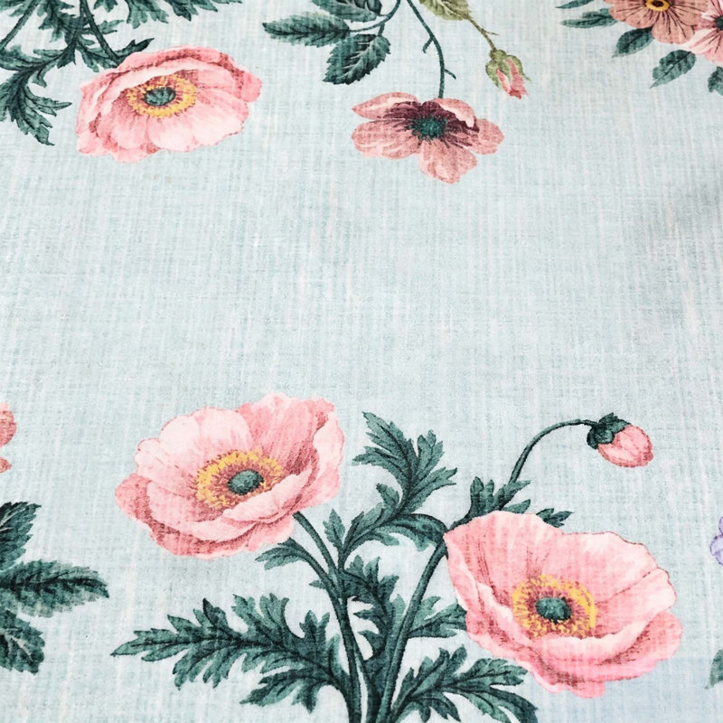 Tapis floral lavable avec envers antidérapant, Bleu, 2 x 6 pi