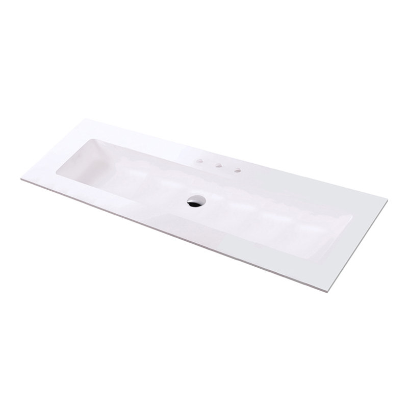 Kubitop 60.5'' L Bathroom Sink, Three Holes 8" Spread, Matte White
